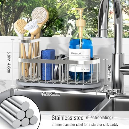 Sink Caddy with Stone Drying Mat (Silver)