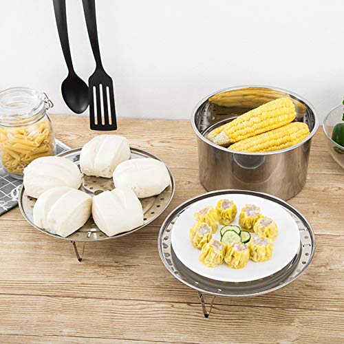 NRDBEEE Round Stainless Steel Rack 7.6" 8.5" 9.33" Inch Diameter Steaming Stand Canner Canning Racks Steamer Insert Stock Pot Steaming Tray Stand Pressure Cooker Cooking Toast Bread Salad