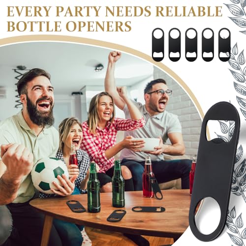 Bottle Openers Stainless Steel Flat Bottle Opener Bulk 3.4 x 1.3 Inches Bartender Beer Key Soda Can Mini Speed for Kitchen (Black)