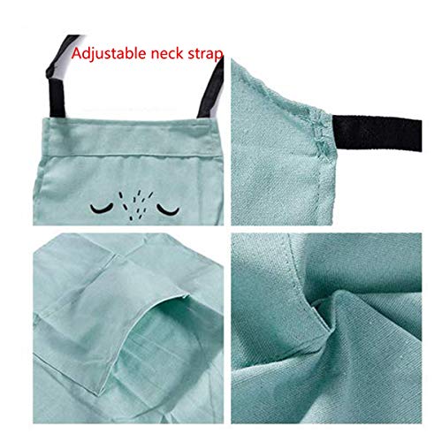 2 Pack Cotton Adjustable Parent and Child Apron with Pockets Great Gift For Adult and Kid Baking (Green)