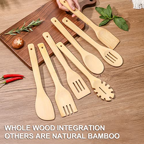 7 PCS] Wooden Spoons for Cooking is for All Kitchen. Made From Bamboo Wood (7PCS)
