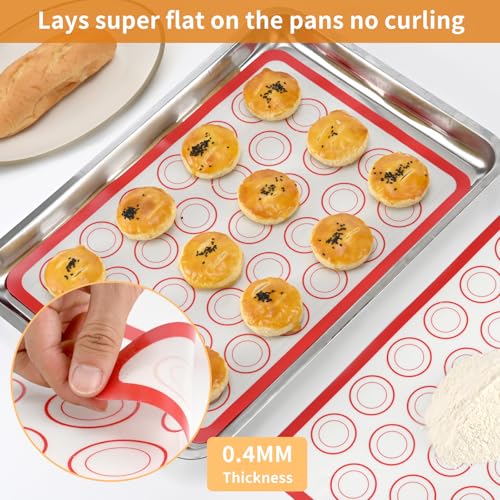 2 Pack Silicone Macaron Baking Mat (Red with Circles 0.4mm)