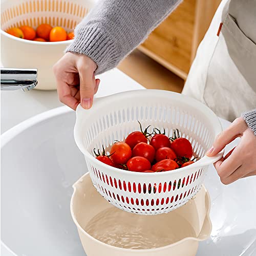 2 in 1 Kitchen Colander Set with Bowl Strainer (Cream)