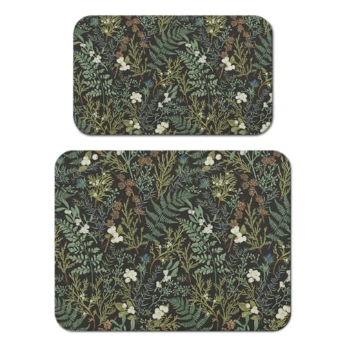 Dish Drying Mat 2 (Green Plants / 2-Pack)