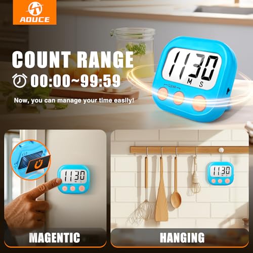 Digital Kitchen Timers for Cooking (Blue)