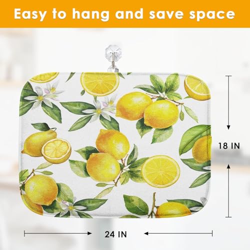 Absorbent Dish Drying Mat for Kitchen Counter (18" x 24" / Lemon 1)