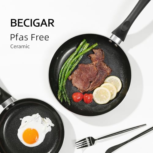 Black Ceramic Pots and Pans Set (15 pcs Black Pot Set)