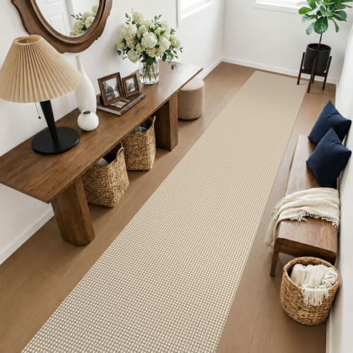 Cotton 2x14 Runners Rugs for Hallway (Oatmeal Beige / 2' x 14' (Runner))