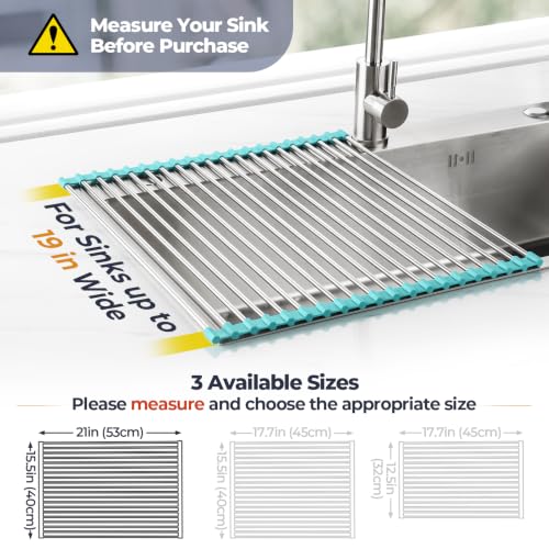 Roll Up Dish Drying Rack Over Sink (Green / 21 x 15.5 in)