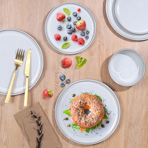 Stoneware Dinnerware Sets for 4 (Glacier White / Service for 4)