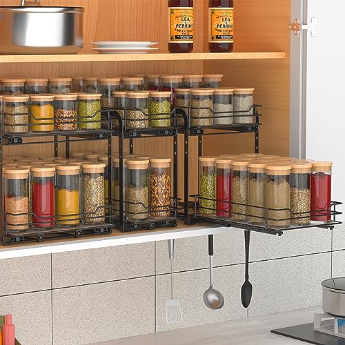 Spice Rack Pull Out Spice Racks Organizer for Cabinet (2 Tier,7.5''Wx10.5''Dx9.5''H)