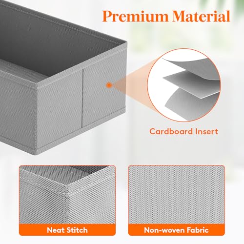 Drawer Organizer Clothes for Closet (Light Gray)