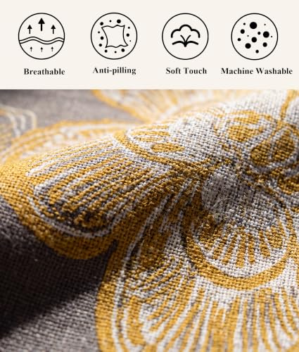 Vintage Aprons for Women with Pockets Cute Pinafore Apron Dress for Kitchen Cooking Baking Gardening (Floral Yellow)
