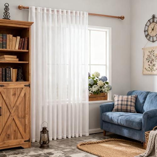 Patio White Curtains for Sliding Door (100"W x 90"L (Pack of 1) / Pure White)