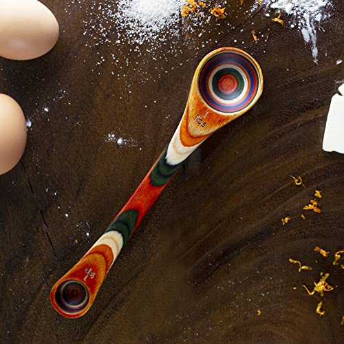 Baltique Marrakesh Collection 2 in 1 Wooden Measuring Spoon with Tablespoon and Teaspoon Measurements (7 inches)