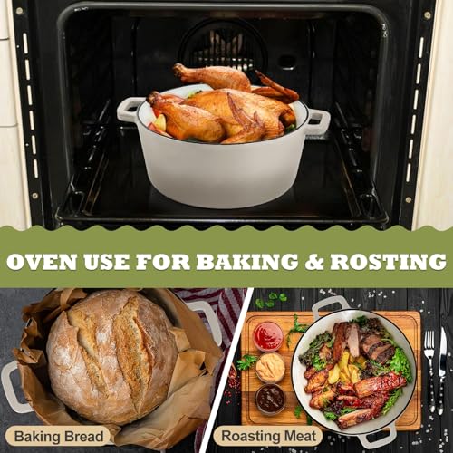2 In 1 Khaki Dutch Oven Pot with Lid for Bread Baking (Khaki)