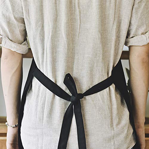 Cotton Art & Kitchen Apron for Painting Pottery Cooking (Black)