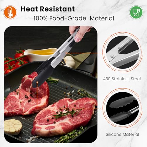Kitchen Cooking Tongs Set (Black)