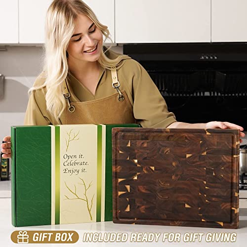 Large Solid Acacia Wood Butcher Block 17x13x1.5 in Cutting Board (17"L x 13"W)