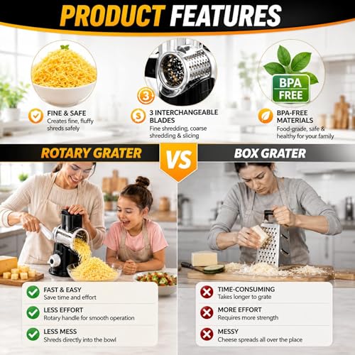 Rotary Cheese Grater with Handle