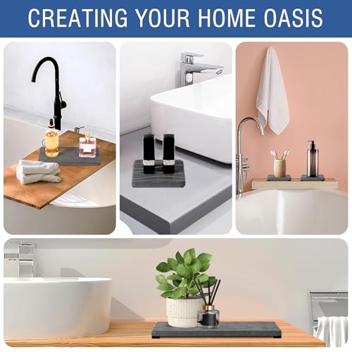 2PCS Water Absorbing Stone Tray (2pcs 21×10cm Dark Gray Wave)