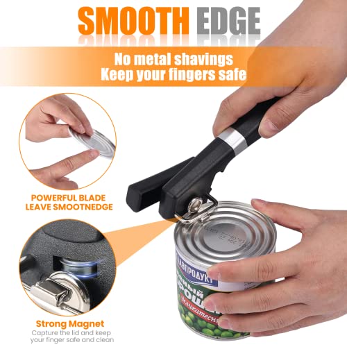 2 in 1 Safety Can Opener Manual Smooth Edge & Bottle Opener (Black 2 in 1)