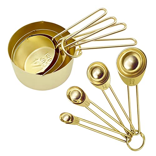 Gold Measuring Cups and Spoons Set of 8 pcs (Gold)
