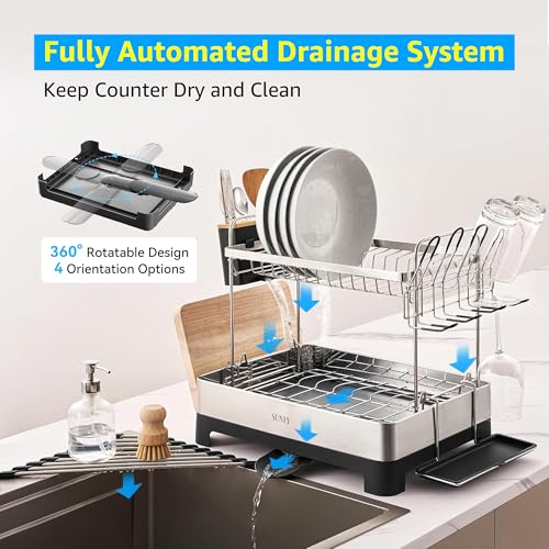 2 Tier Dish Drying Rack (Black)