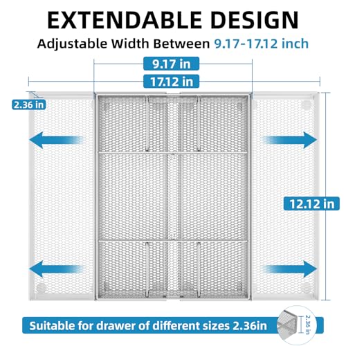 Expandable Desk Drawer Organizer (Expandable-Silver)