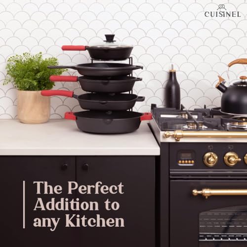 5 Tier Pan Organizer for Cast Iron Skillets Griddles (Standard / 12.2" / Black)