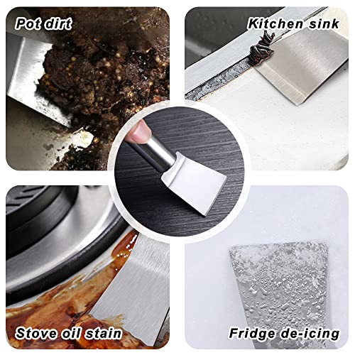2pcs Kitchen Gas Stove Cleaning Brass Wire Brush Putty Scraper Rust Grease Grime Cleaner (Stove Brush + Stainless Steel Scraper)