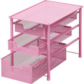 Stackable 3 Tier Sliding Basket Organizer Drawer (3-Tier / Pink)