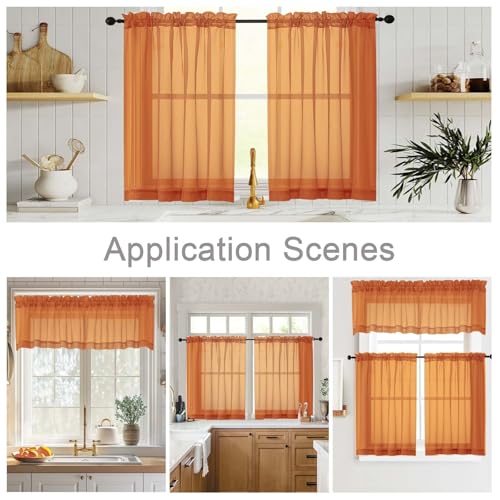 Cafe Curtains 36 Inch Length Tier 2 Pieces (Orange / 42"W x 36"L (Pack of 2))