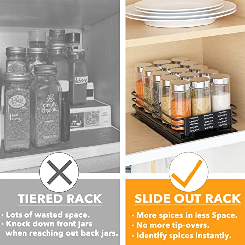 Pull Out Spice Rack Organizer for Cabinet (6.5" W, 1-Tier)