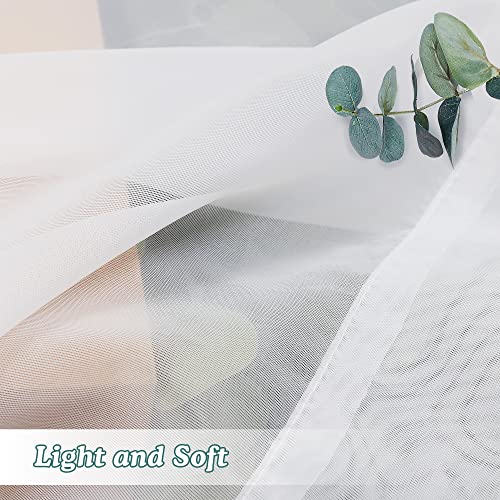 Sheer White Curtains 24 Inch Length Set (White / 42"W x 24"L (Pack of 2))