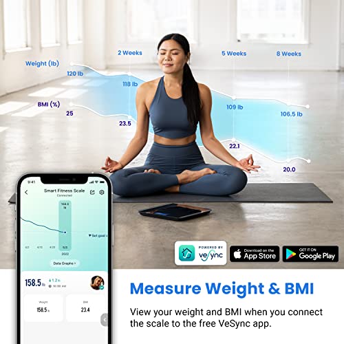 Smart Digital Bathroom Scale for Body Weight and BMI (Carbon Black / 11.0 x 11.0 inches)