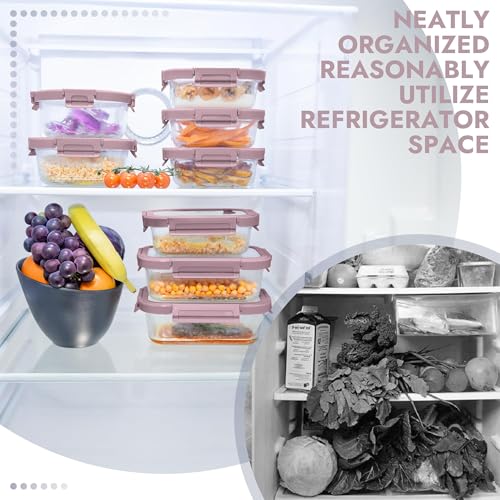 10 Pack Glass Food Storage Containers with Tempered Glass Lids