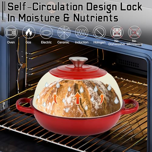 Enameled Cast Iron Bread Oven Dutch Oven Pot with Lid Bread Dutch Oven Red (Red / 6QT)