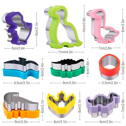 Dinosaur Cookie Cutters 9 Pcs (E-Purple Green 9pcs)