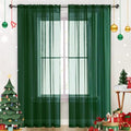 Sheer Voile Window Treatment Rod Pocket Curtain Panels for Kitchen Bedroom Living Room Drapes Sunlight Filtering Privacy Semi Home Decor Assorted Colors Sizes (Foliage Green / 52"W x 84"L (Pack of 2))