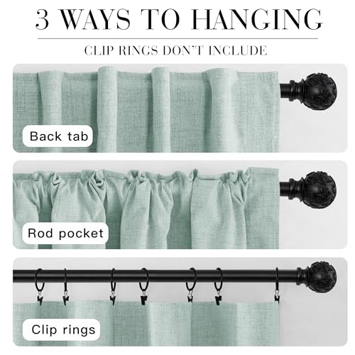 100% Blackout Linen Textured Curtains 90 inches Long (Aqua / 52"W x 90"L (Pack of 2))