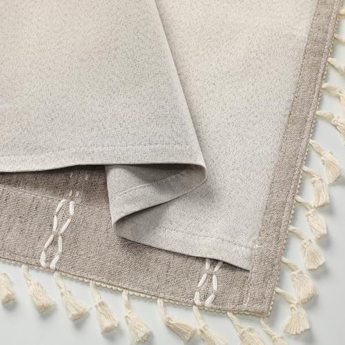 Khaki Brown Boho Blackout Curtains 90 Inch 2 Panels with Tassels (Khaki Brown / 52"W x 90"L (Pack of 2))