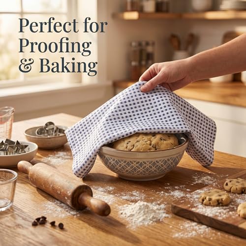 Kitchen Towels Cotton Dish Towels 20”x30” (30" x 20" (Set of 6) / 119 Dot Check Blue)