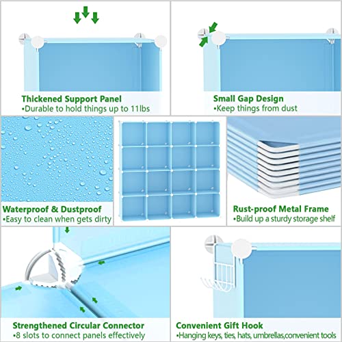16 Cube Storage Organizer Cube Shelves Units Storage Cubes (Blue)