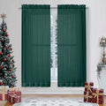 Sheer Curtains 63 inch Length 2 Panels Set (Hunter Green / 42"W x 63"L (Pack of 2))