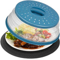 2 in 1 WENWELL Microwave Splatter Cover for Food & Mat (10" Blue cover & 10" black mat)