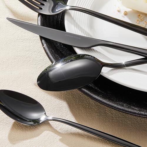 18 10 Silverware Set for 4 (Black / 20-Piece)