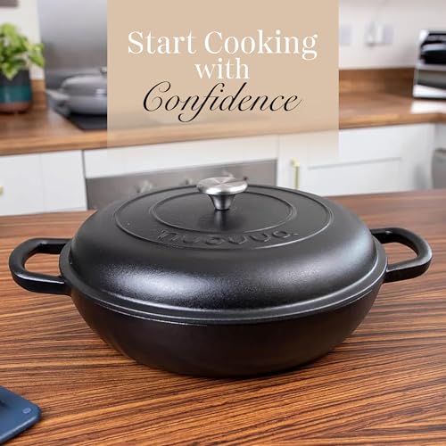 Shallow Cast Iron Casserole with Lid (Black / 5-Quart - Shallow)