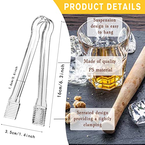 J Chen 15PCS Plastic Buffet Serving Tongs Mini Serving Utensil Tongs Appetizers Tongs Clear Kitchen Tongs 6.3 Inch Small Ice Tongs for Tea and Coffee Party Catering Appetizers Desserts Cake Sandwich (Transparent)