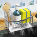 Maifan Sink Caddy Sponge Holder for Kitchen with Brush Holder and Stainless Steel Self Drain Tray (Lacquer Silver)